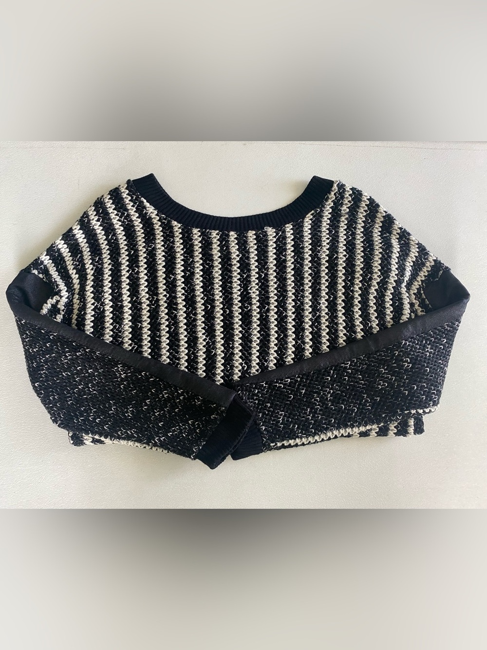 Zara Black & White Collection Striped Reversible Sweater